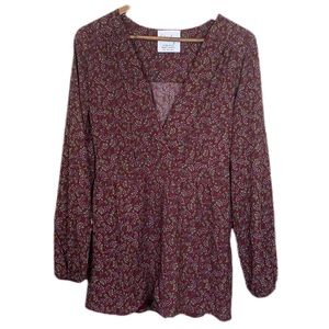 NWT Sadie & Sage Long Sleeve Surplice Romper in Burgundy